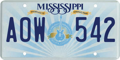 MS license plate AOW542
