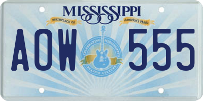 MS license plate AOW555