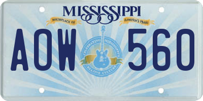 MS license plate AOW560