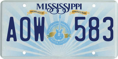 MS license plate AOW583