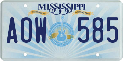 MS license plate AOW585