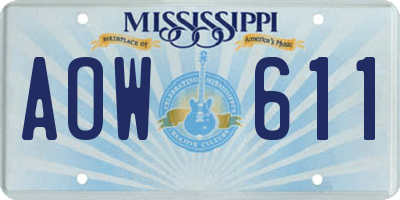 MS license plate AOW611