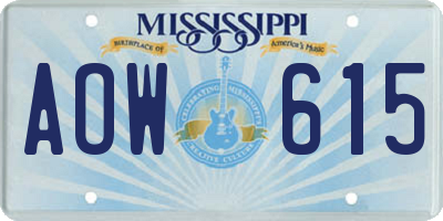 MS license plate AOW615