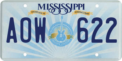 MS license plate AOW622