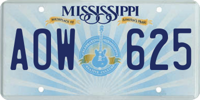 MS license plate AOW625