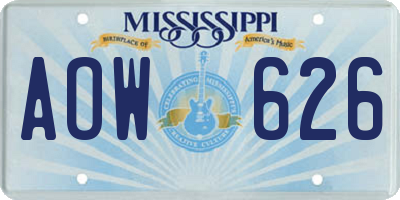 MS license plate AOW626