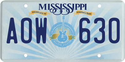 MS license plate AOW630