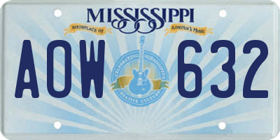 MS license plate AOW632