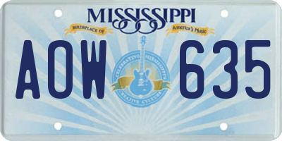MS license plate AOW635