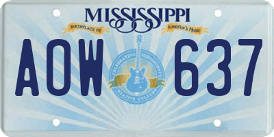 MS license plate AOW637
