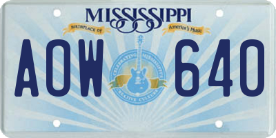 MS license plate AOW640