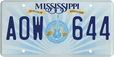 MS license plate AOW644
