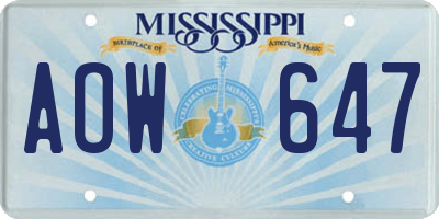MS license plate AOW647