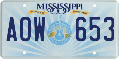 MS license plate AOW653