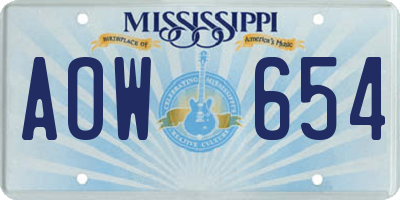 MS license plate AOW654