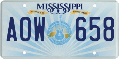 MS license plate AOW658