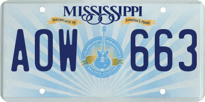 MS license plate AOW663