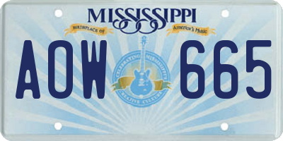 MS license plate AOW665