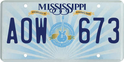 MS license plate AOW673