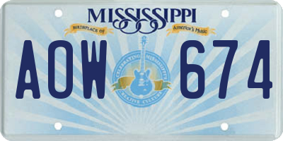 MS license plate AOW674