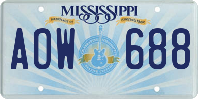 MS license plate AOW688