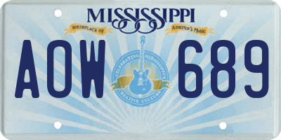 MS license plate AOW689