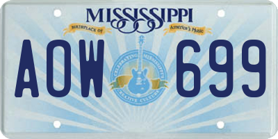 MS license plate AOW699