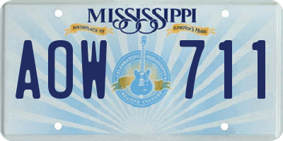 MS license plate AOW711