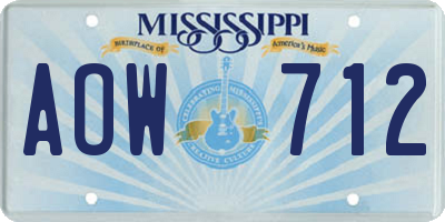 MS license plate AOW712