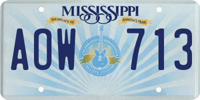 MS license plate AOW713