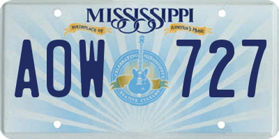 MS license plate AOW727