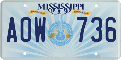 MS license plate AOW736