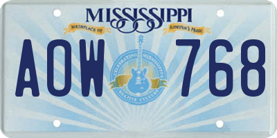 MS license plate AOW768