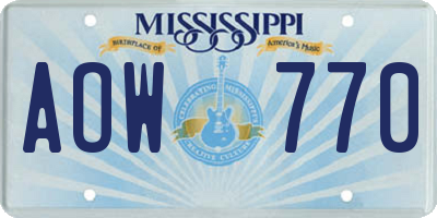MS license plate AOW770