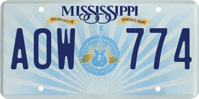 MS license plate AOW774