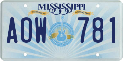 MS license plate AOW781