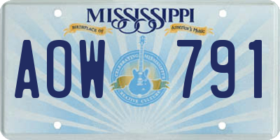 MS license plate AOW791