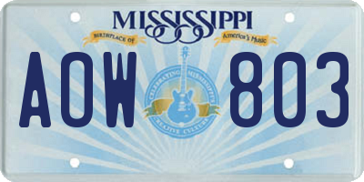 MS license plate AOW803