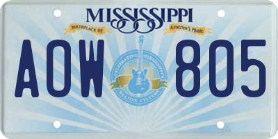 MS license plate AOW805