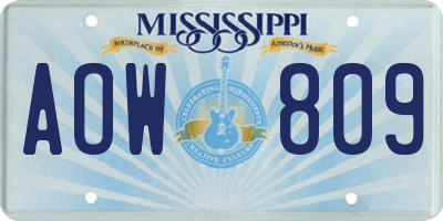 MS license plate AOW809