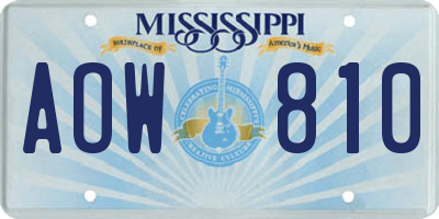 MS license plate AOW810