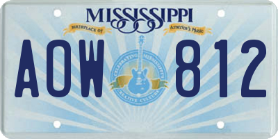 MS license plate AOW812