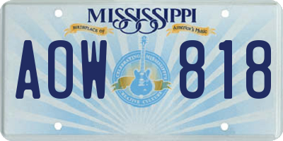 MS license plate AOW818