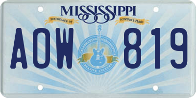 MS license plate AOW819