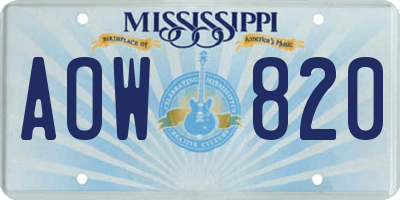 MS license plate AOW820