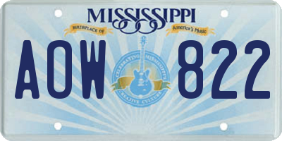 MS license plate AOW822