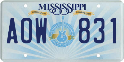 MS license plate AOW831