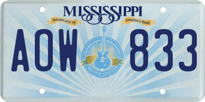 MS license plate AOW833