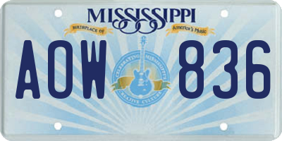 MS license plate AOW836