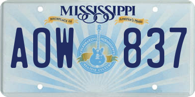 MS license plate AOW837